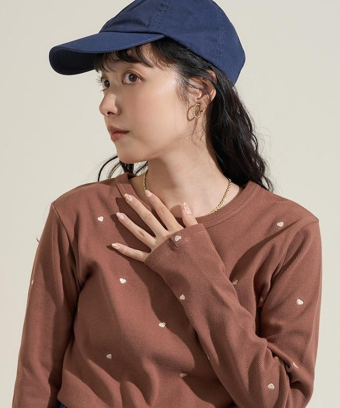 迷你愛心刺繡長袖T恤