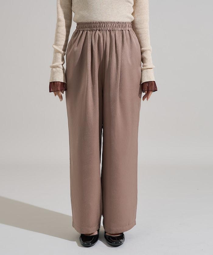 緞面褶皺休閒長褲<可搭配套裝>