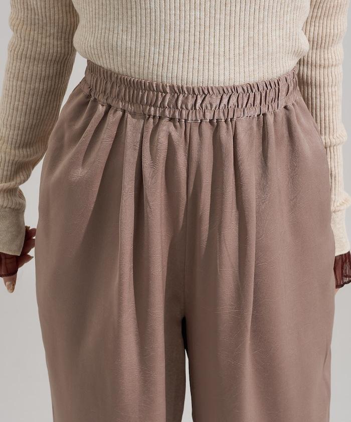 緞面褶皺休閒長褲<可搭配套裝>