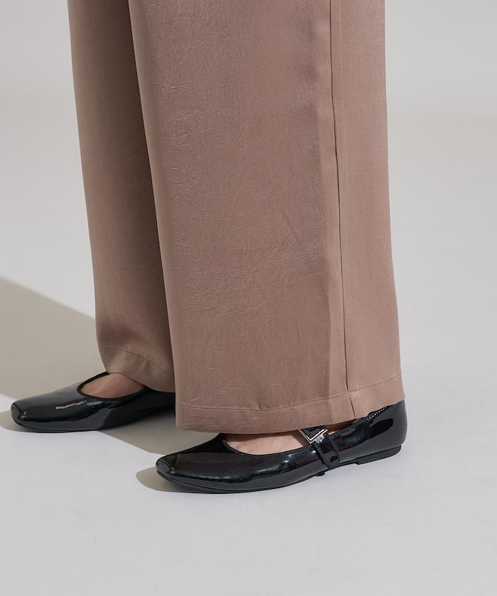 緞面褶皺休閒長褲<可搭配套裝>