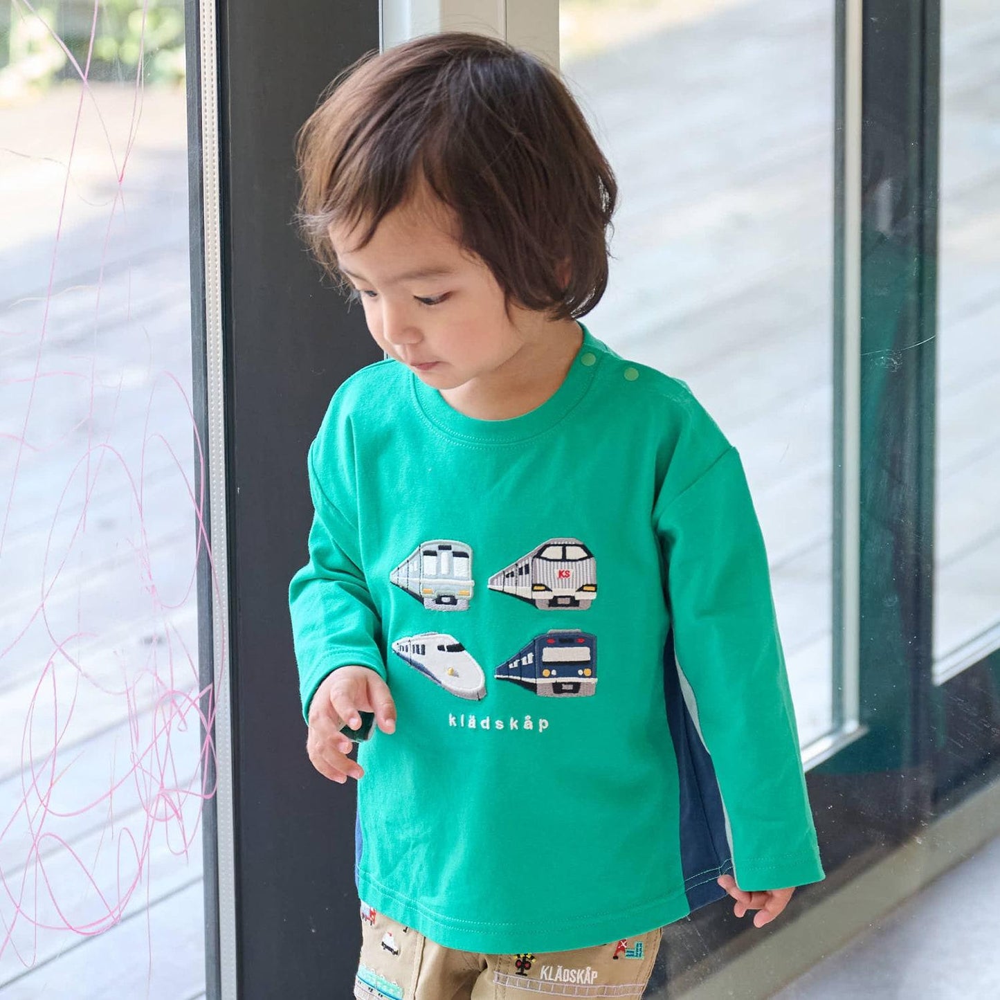 電車貼布繡長袖T恤