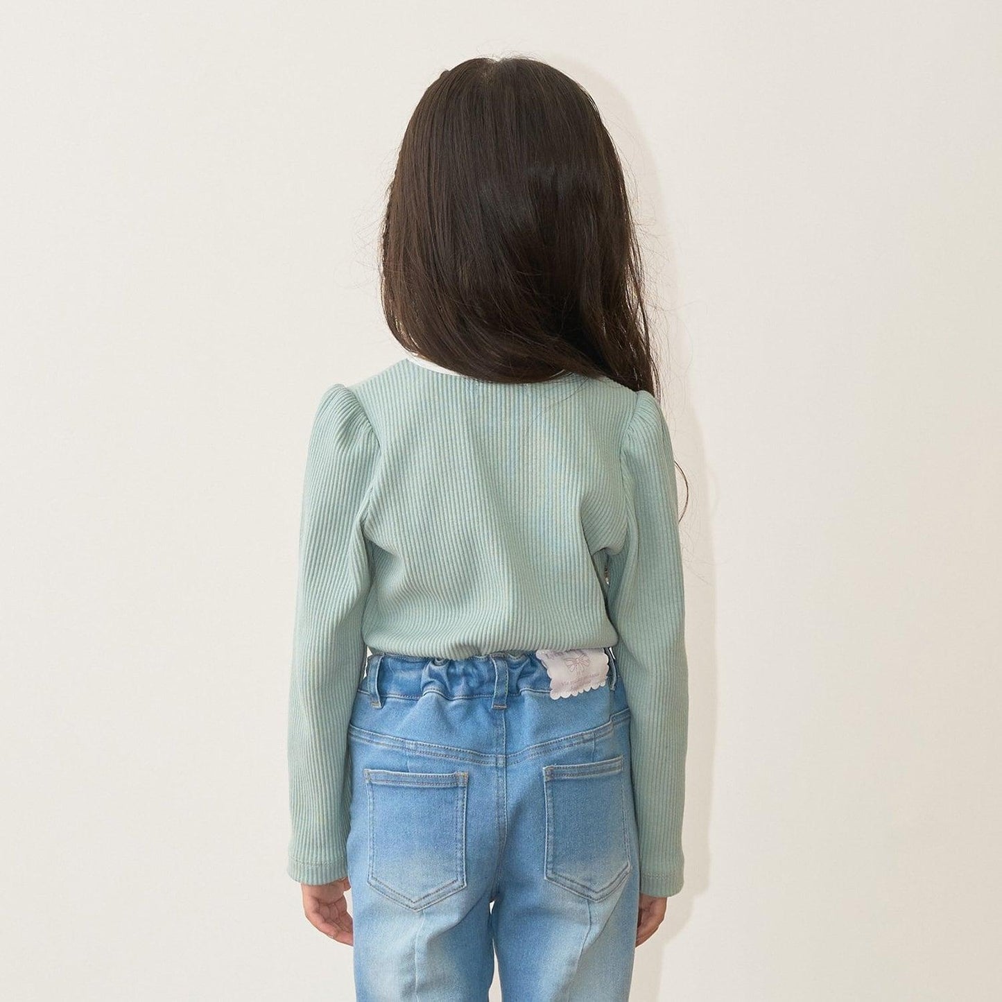 拼色愛心羅紋上衣