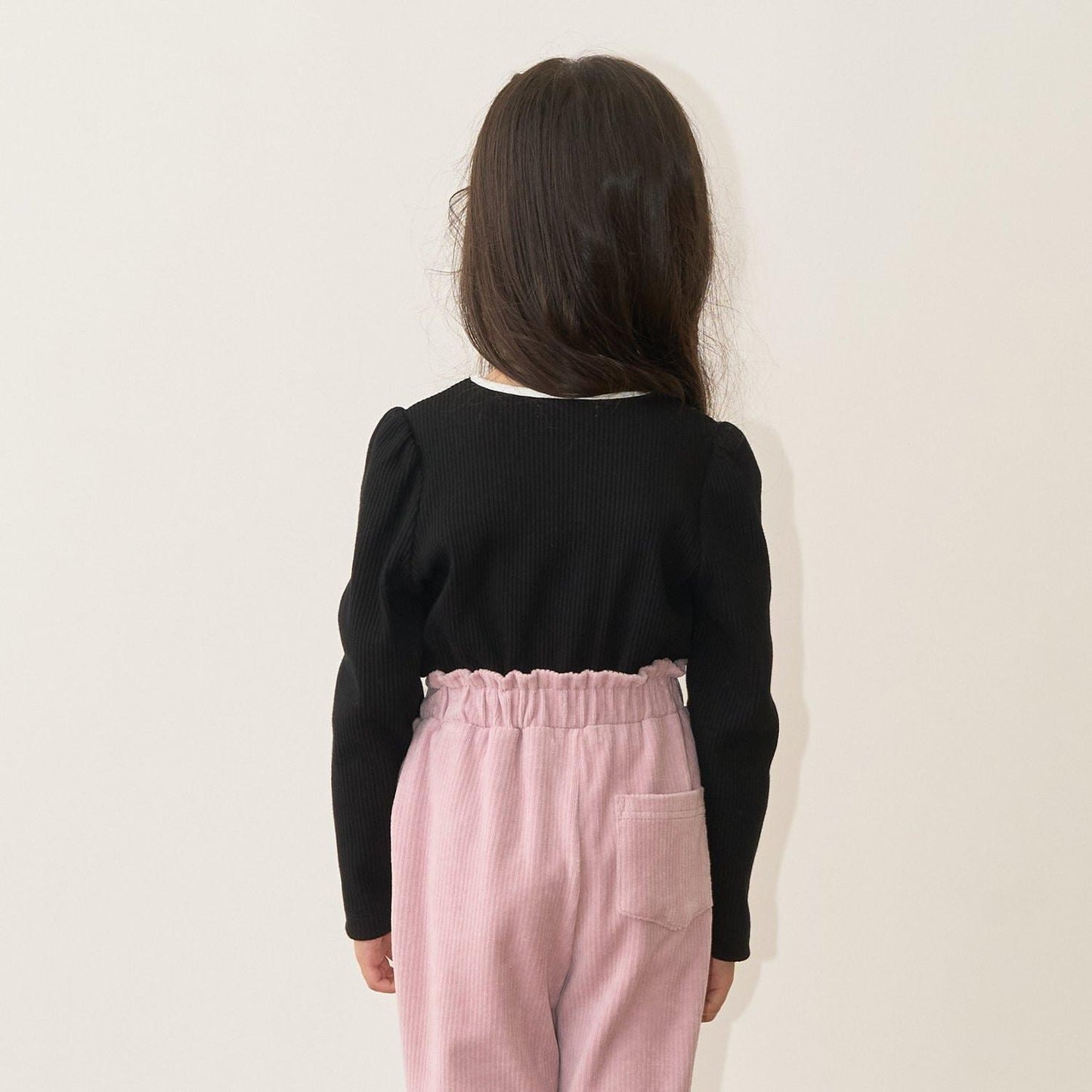 拼色愛心羅紋上衣