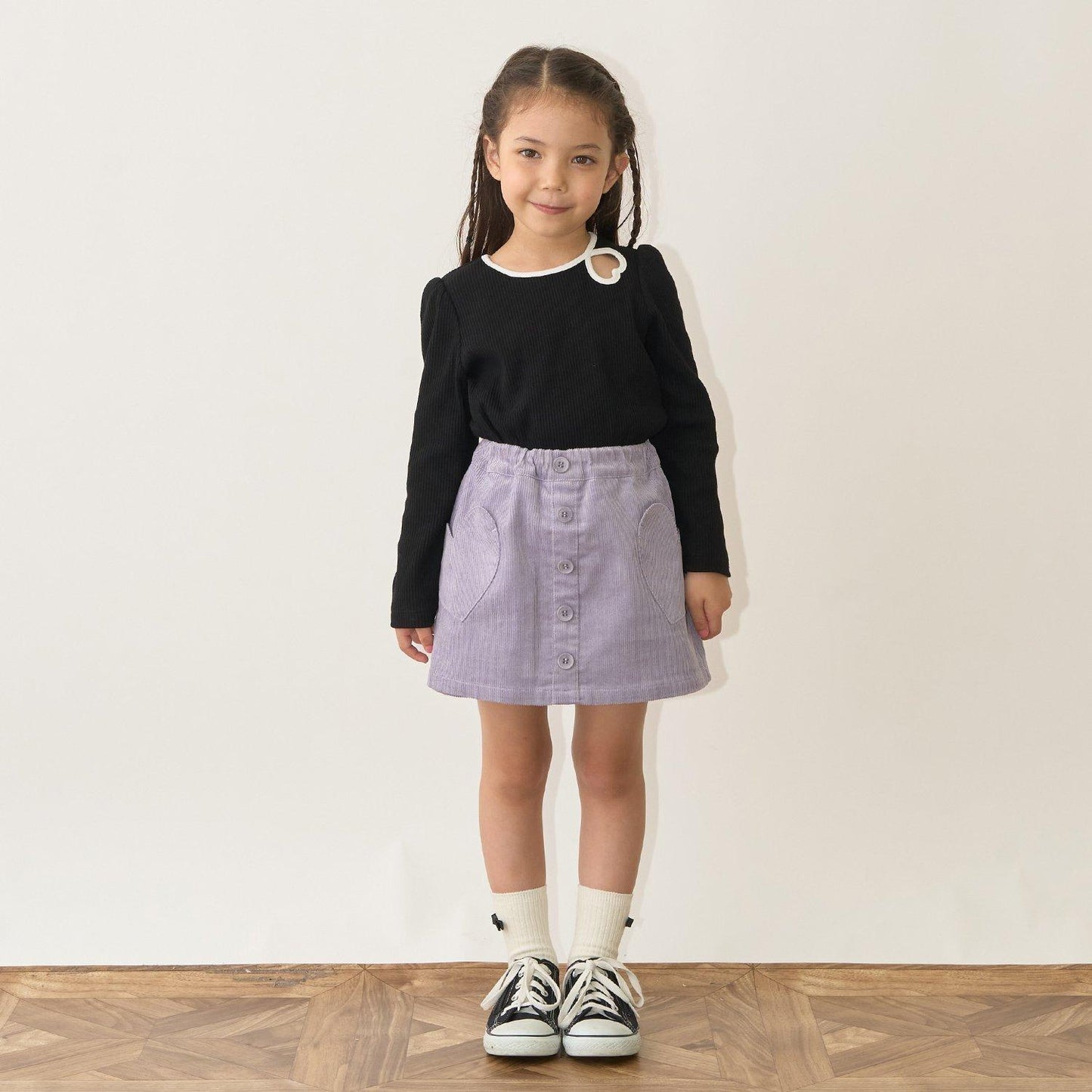 拼色愛心羅紋上衣