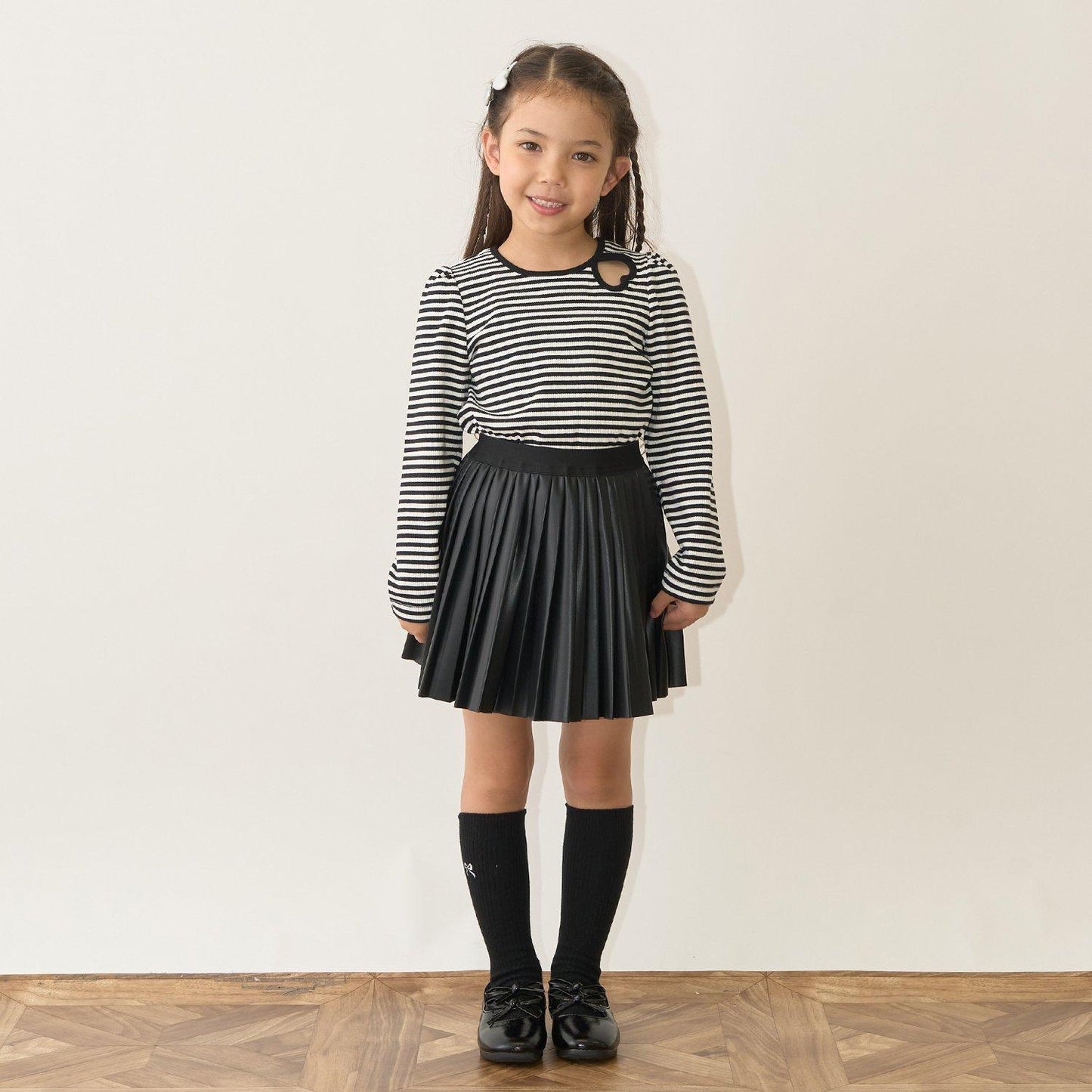 拼色愛心羅紋上衣