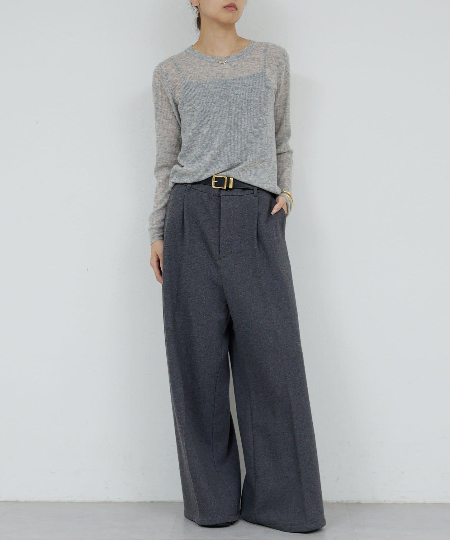 【HERITANOVUM】毛圈布褶皺寬鬆長褲