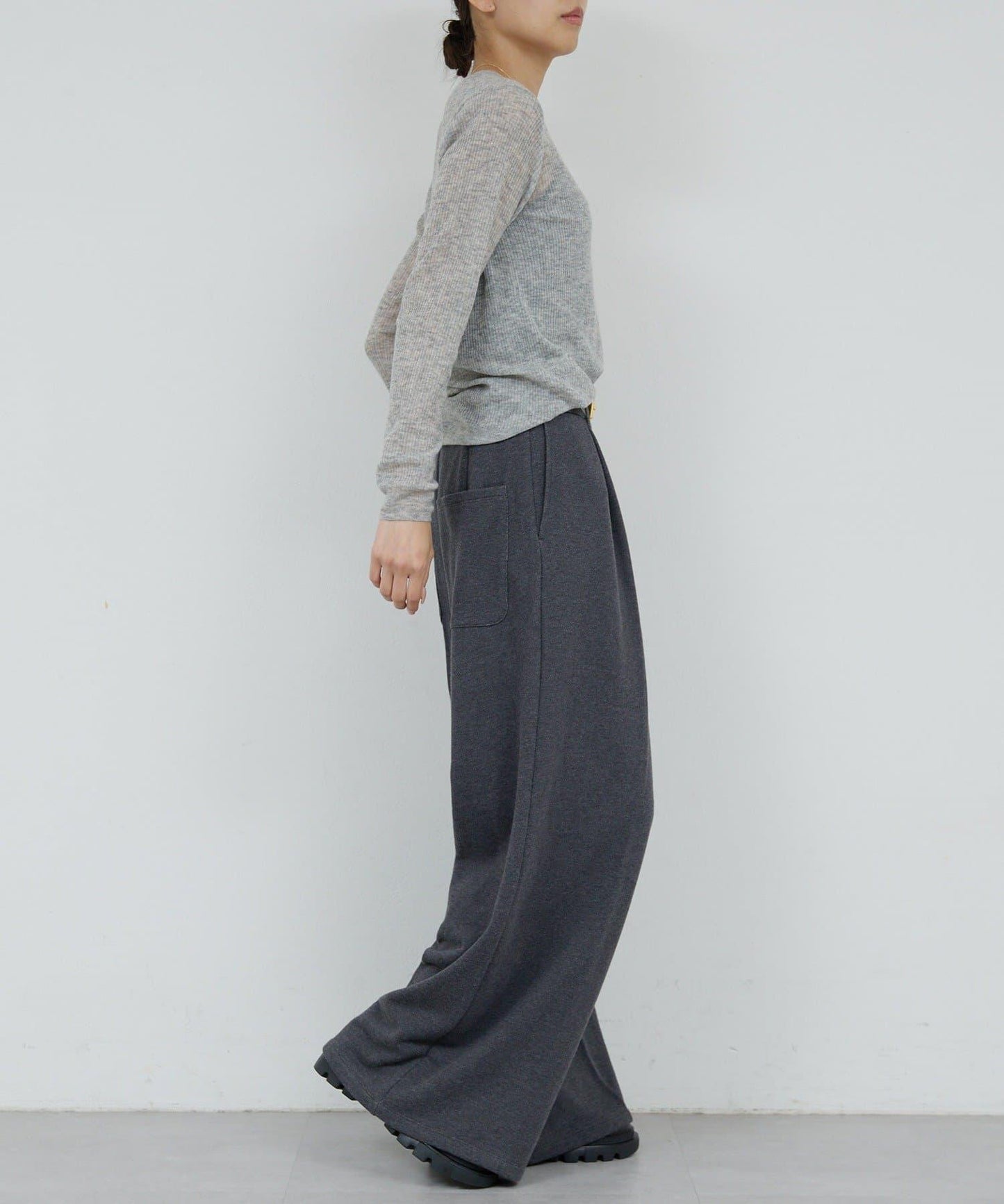 【HERITANOVUM】毛圈布褶皺寬鬆長褲