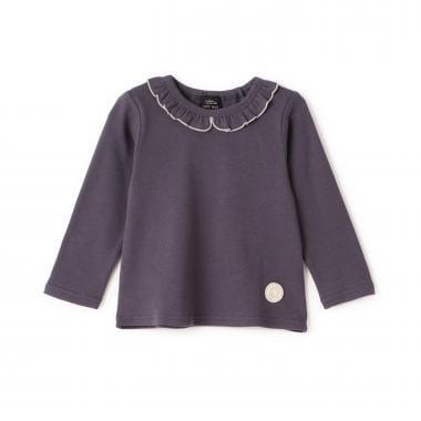 【有機棉】荷葉邊領長袖T恤