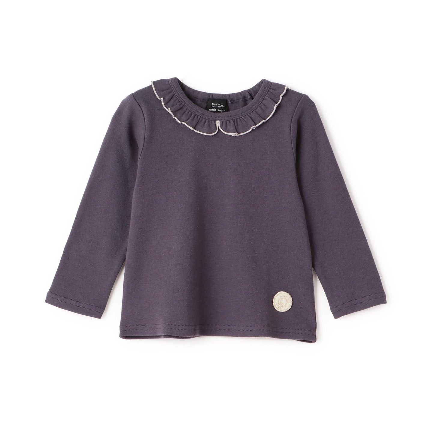 【有機棉】荷葉邊領長袖T恤