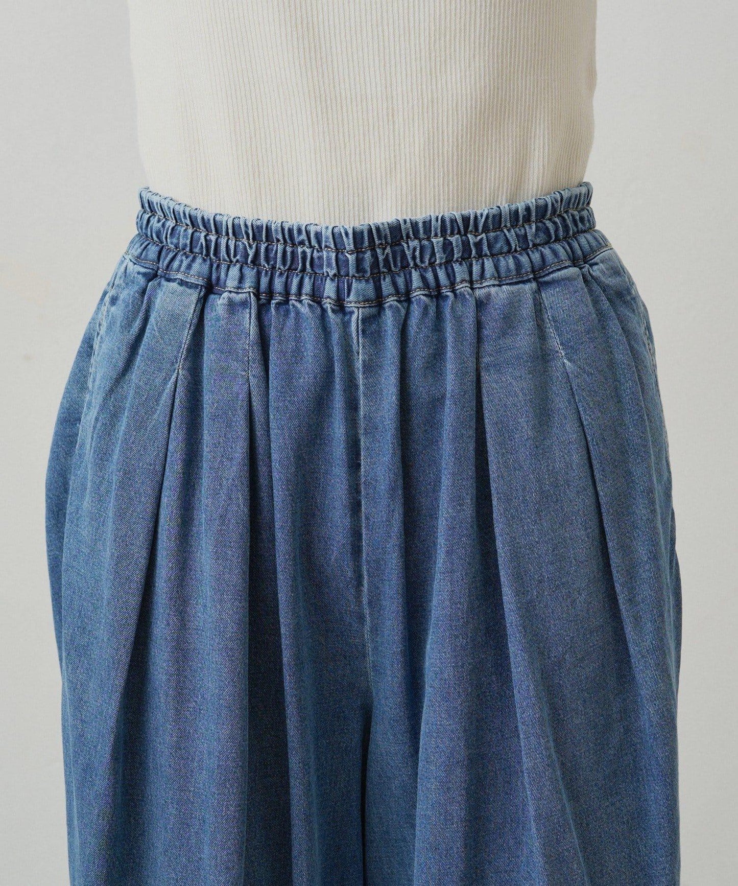 【套裝商品】牛仔喇叭袖上衣+休閒褲套裝