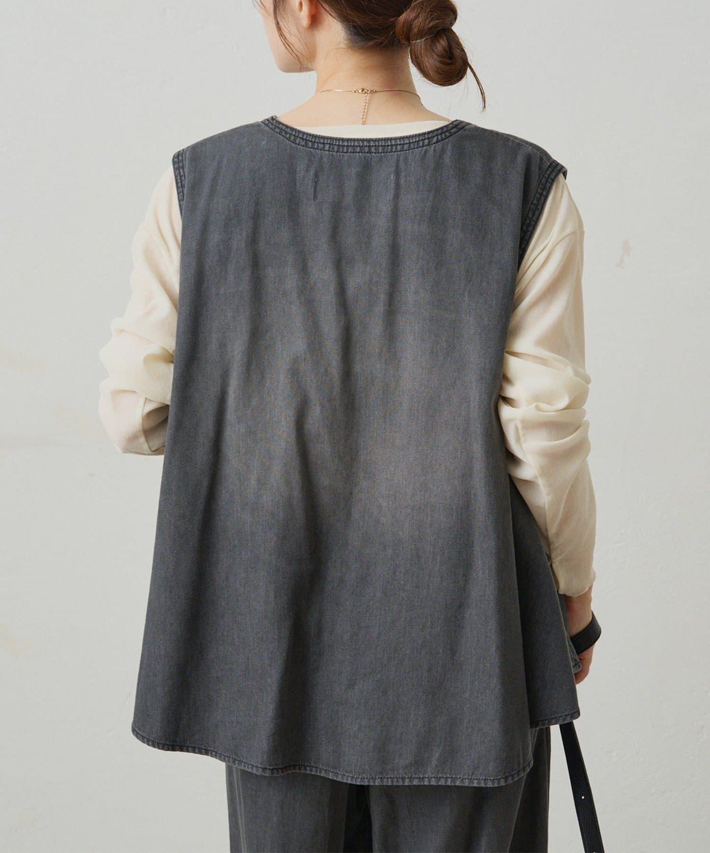 【套裝商品】牛仔喇叭袖上衣+休閒褲套裝