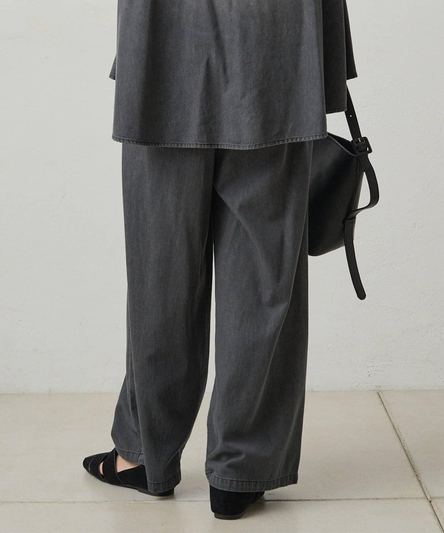 【套裝商品】牛仔喇叭袖上衣+休閒褲套裝