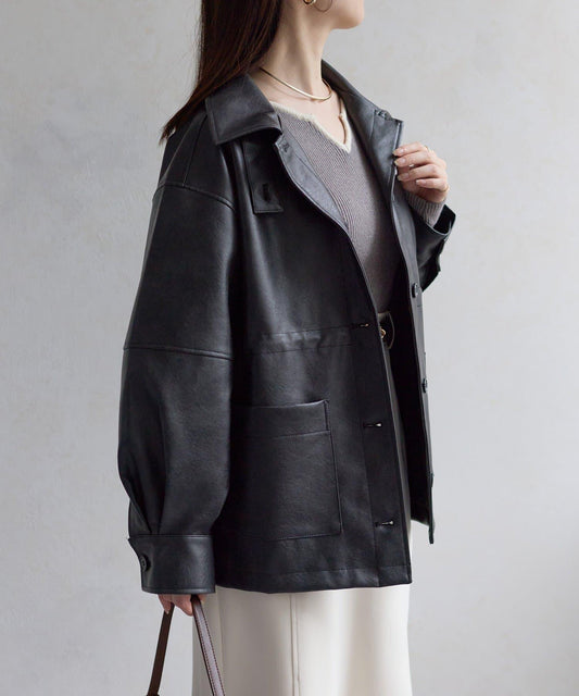 立領仿皮連體衣