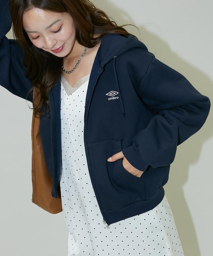 簡約刺繡拉鍊連帽衛衣