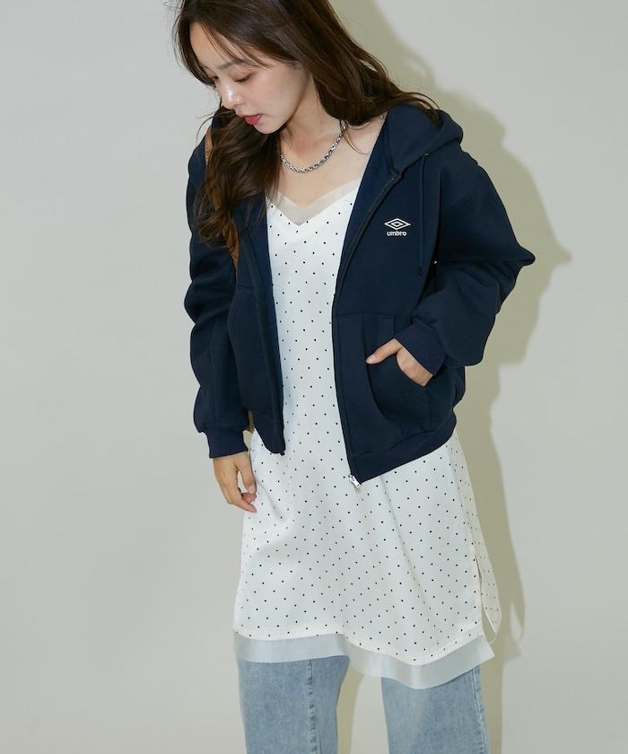 簡約刺繡拉鍊連帽衛衣