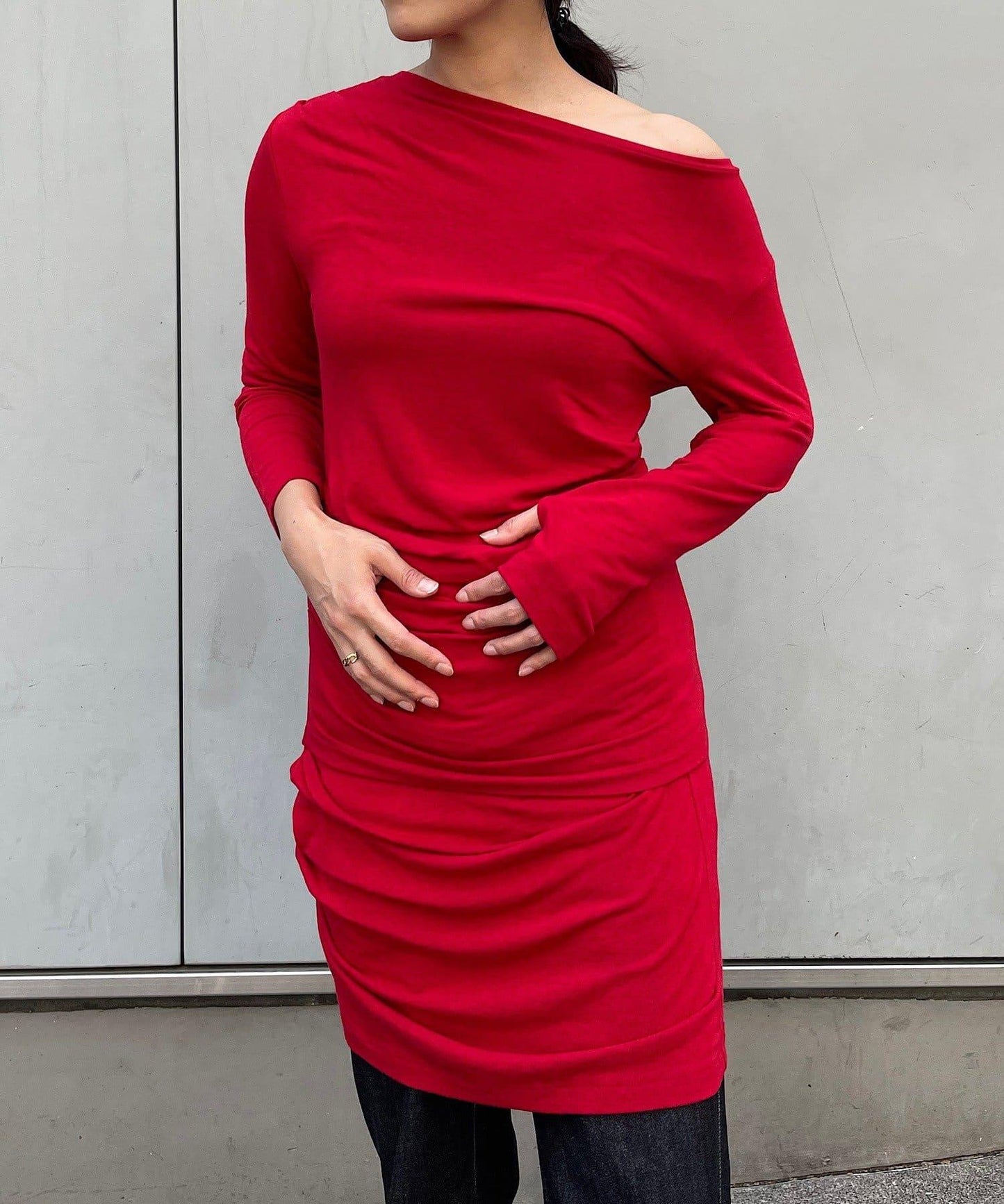 【疊穿套裝】褶皺T恤&半身裙