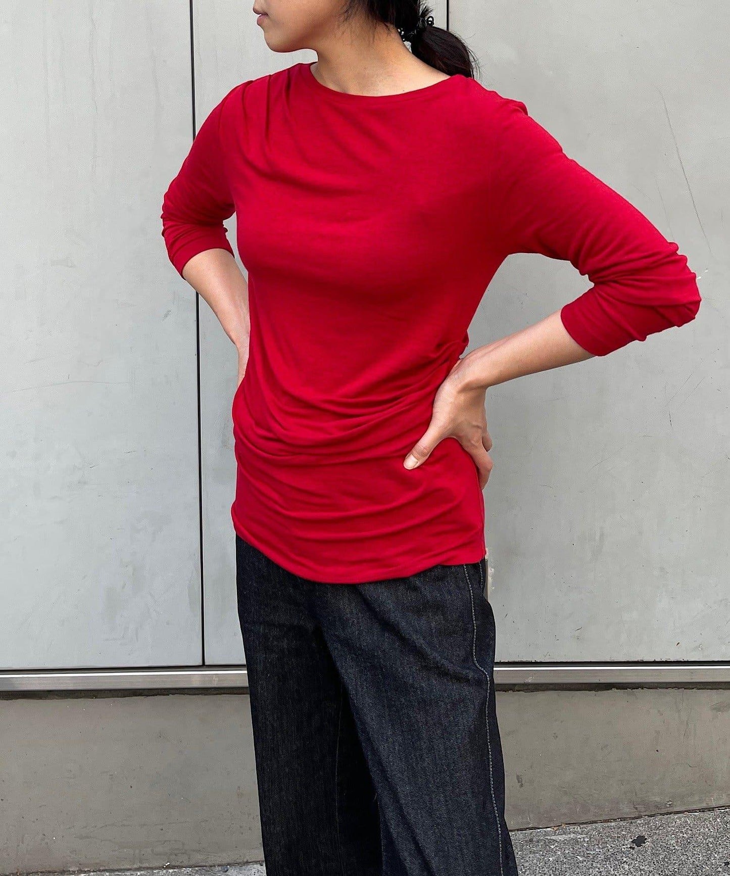 【疊穿套裝】褶皺T恤&半身裙