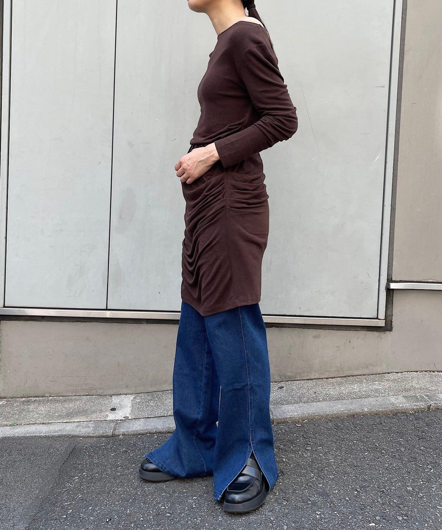 【疊穿套裝】褶皺T恤&半身裙