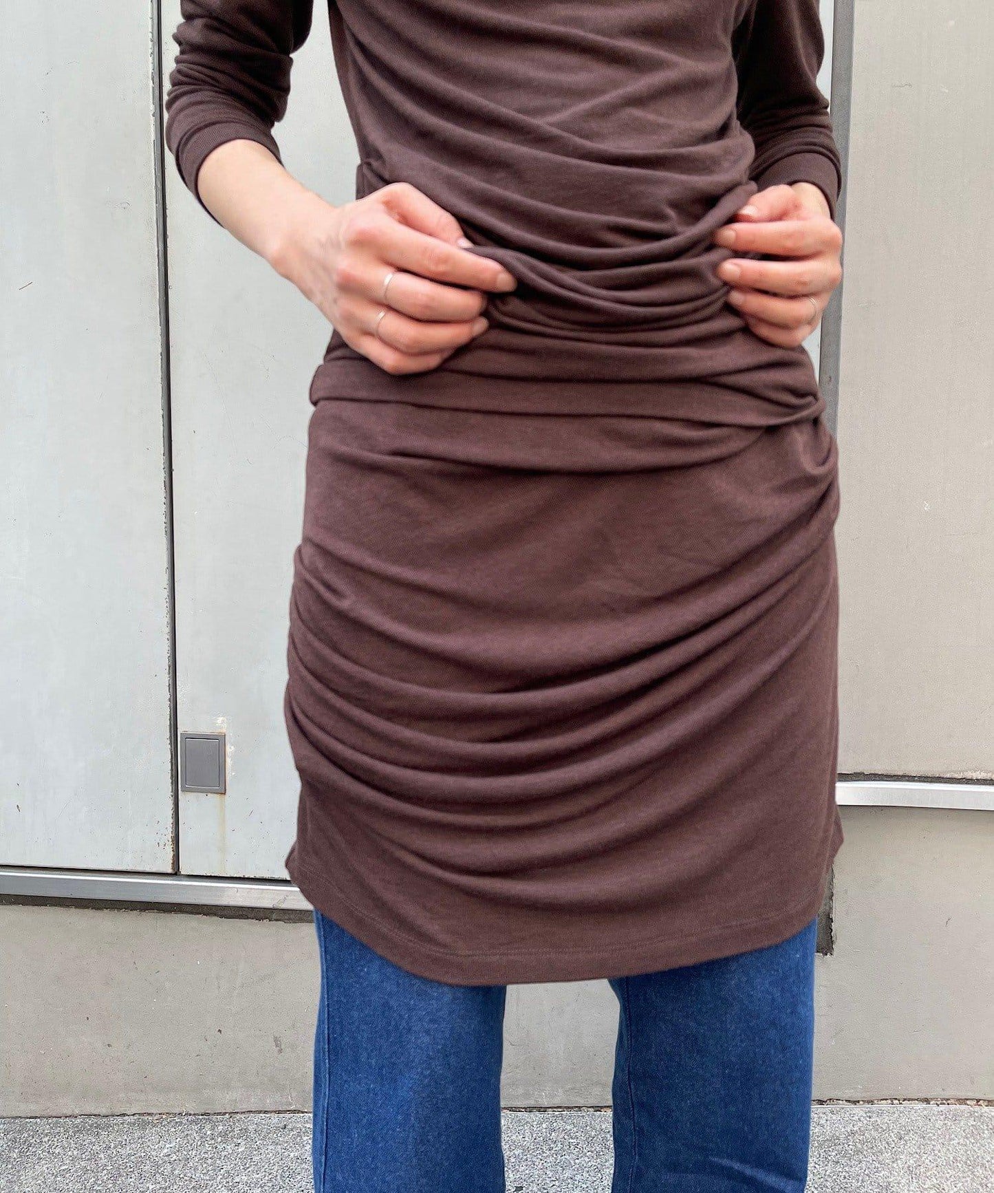 【疊穿套裝】褶皺T恤&半身裙