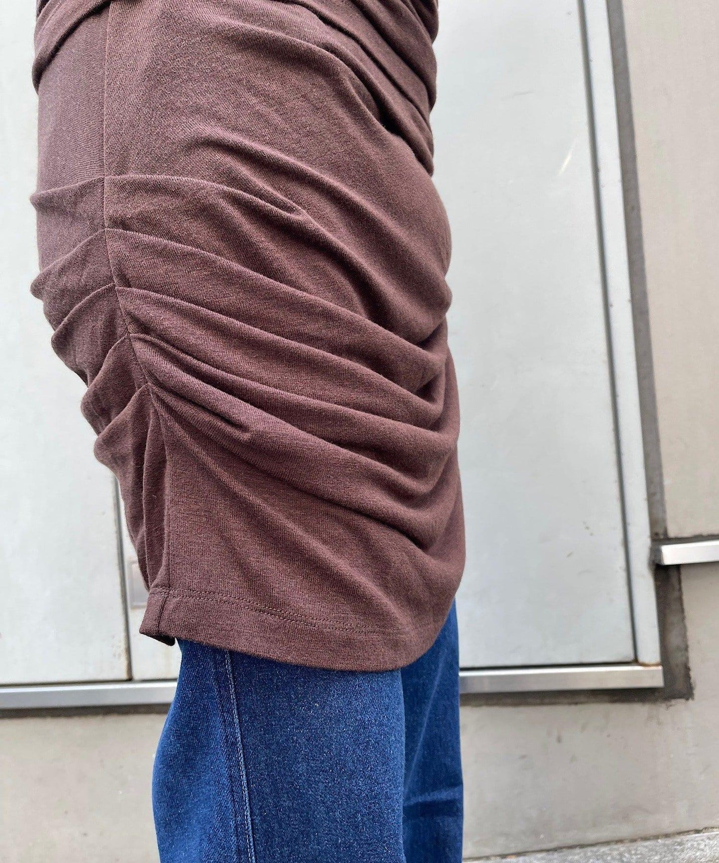 【疊穿套裝】褶皺T恤&半身裙