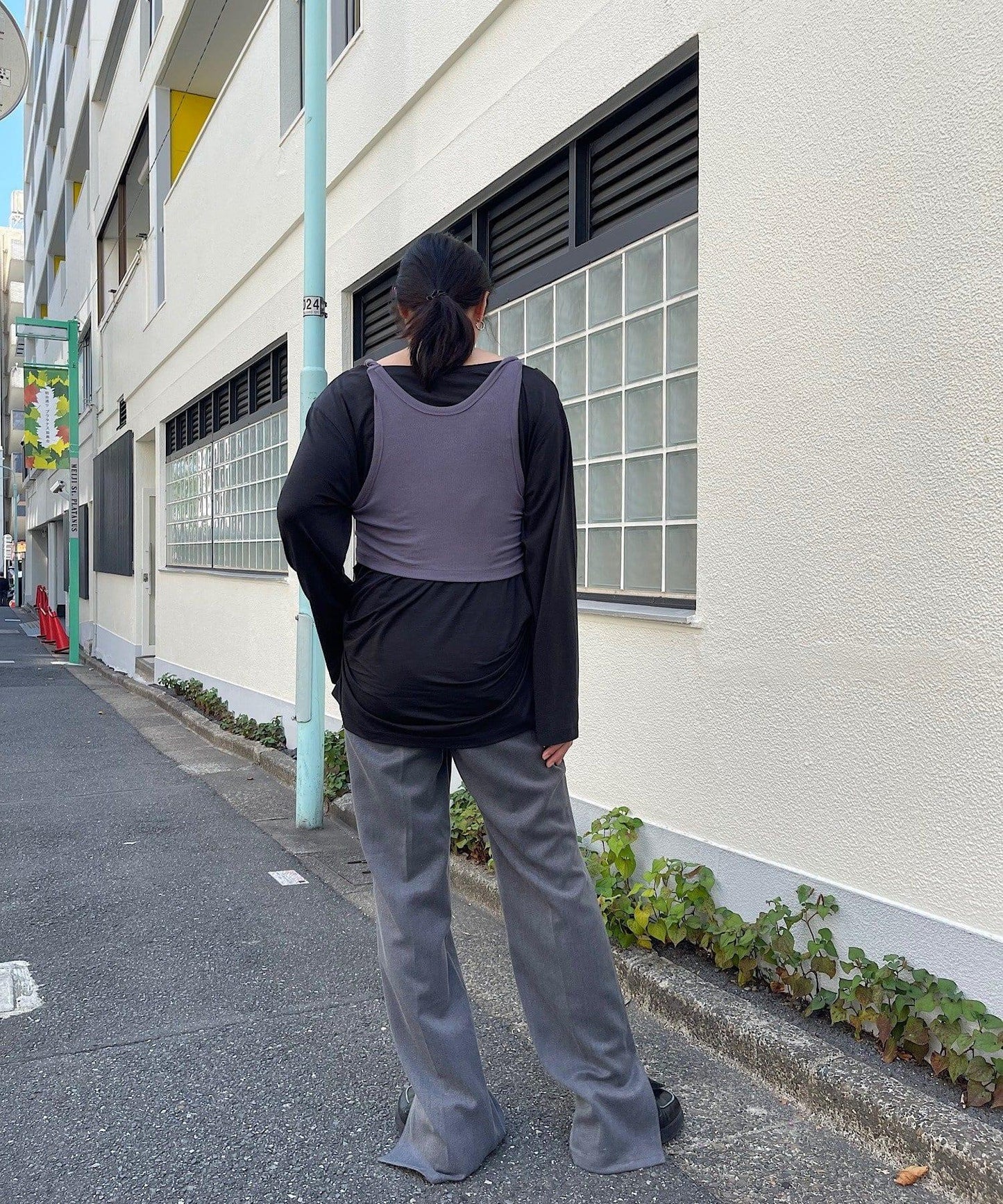 【Layering set】寬鬆T恤&扭結背心