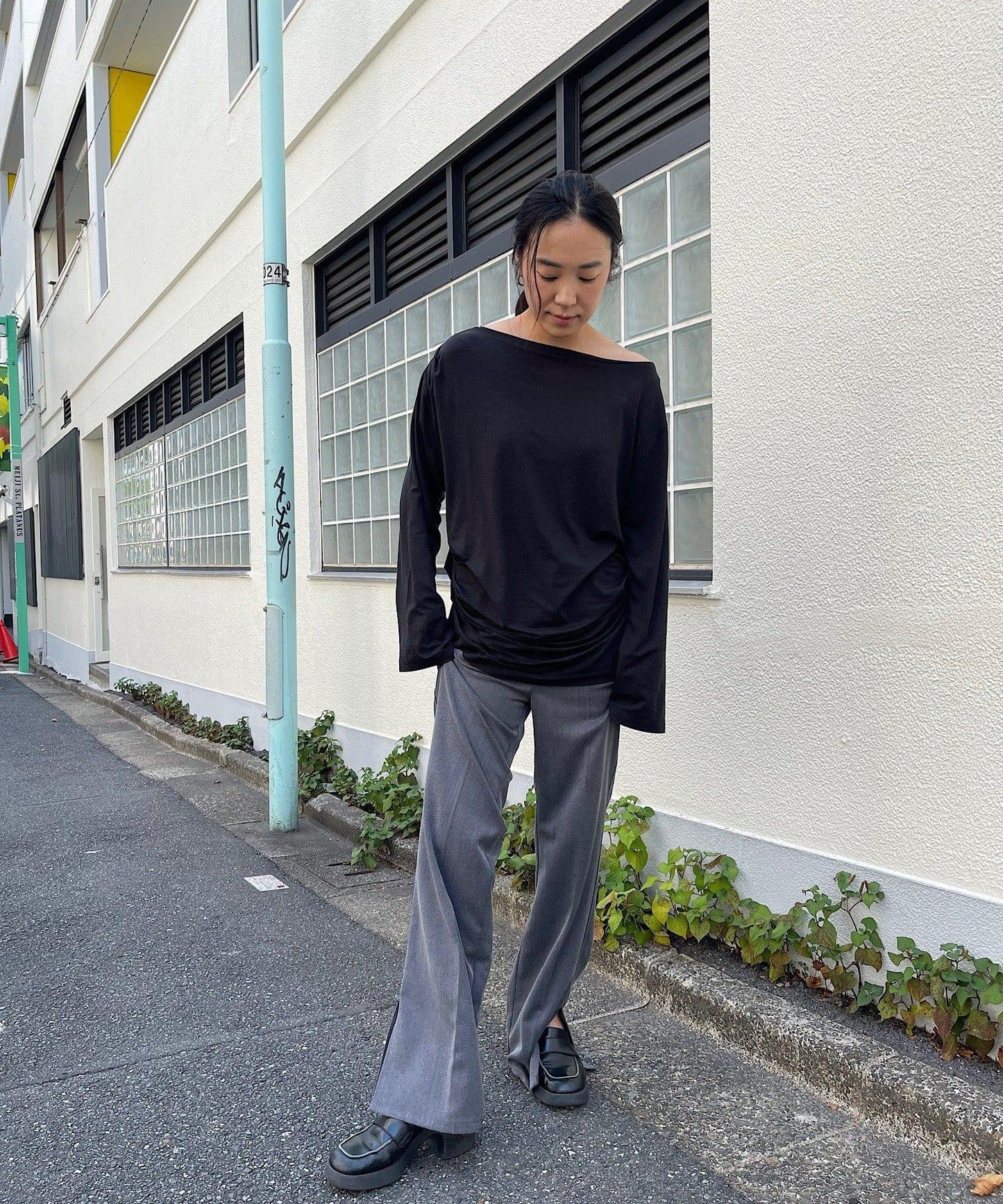 【Layering set】寬鬆T恤&扭結背心