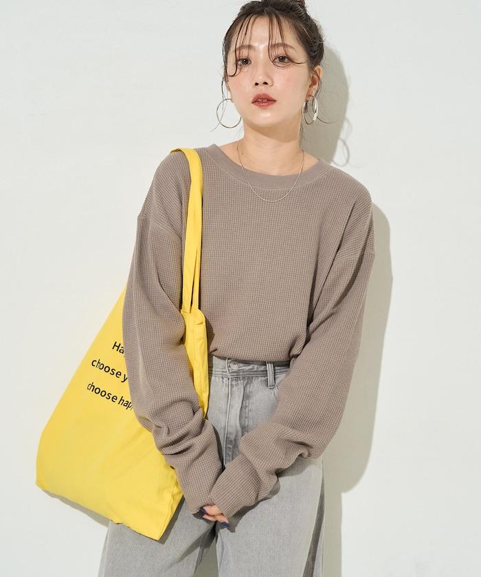 華夫格圓領長款套頭衫