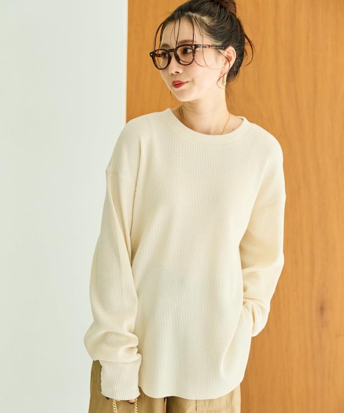 華夫格圓領長款套頭衫