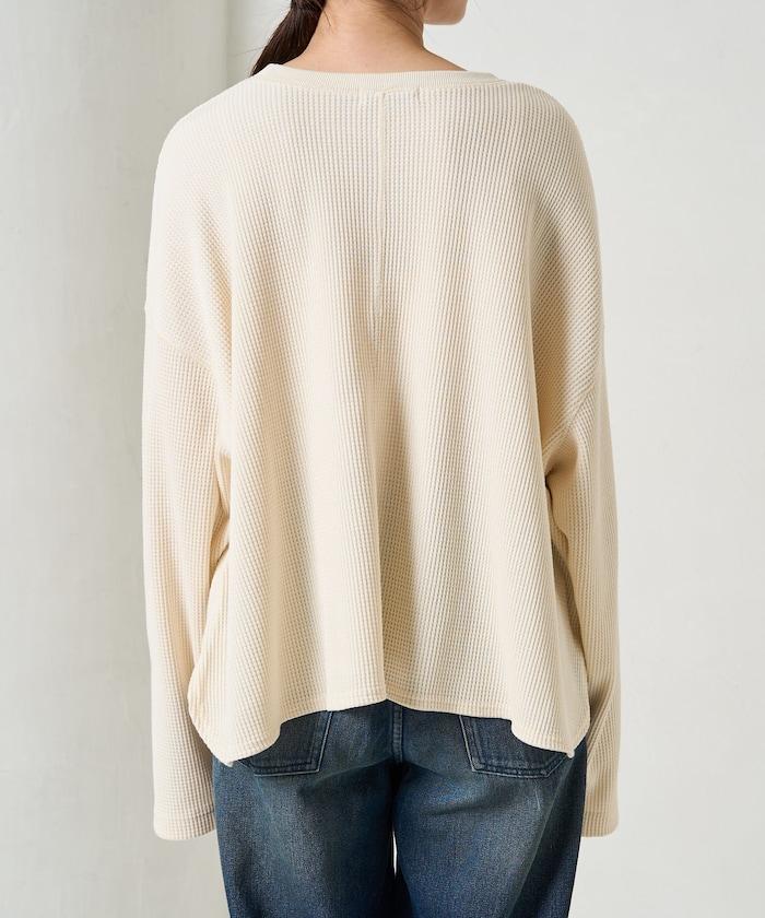 華夫格短款圓領套頭衫