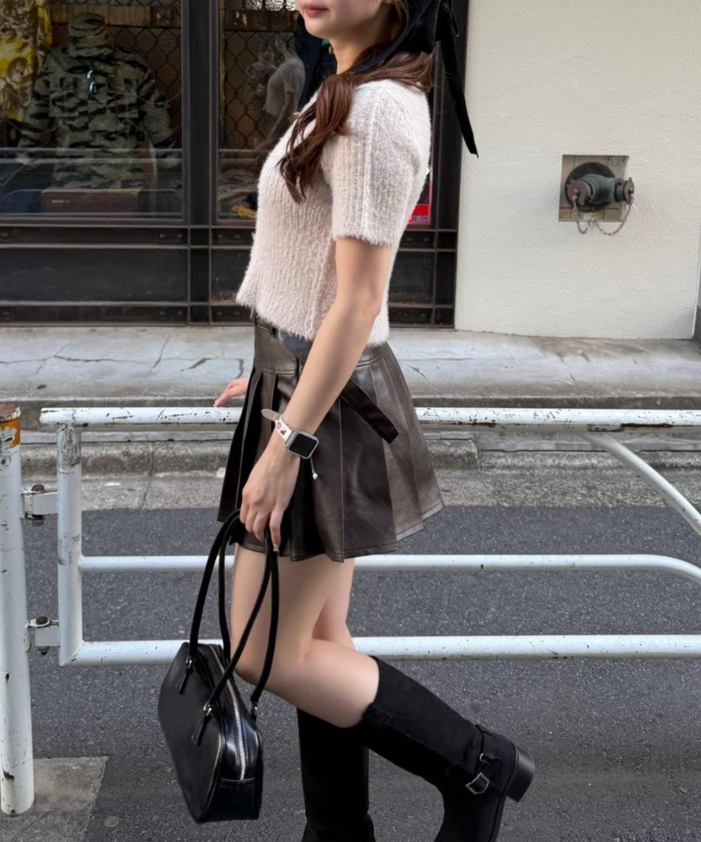 【RMAF】亮片羽毛雙拉鍊短袖針織衫