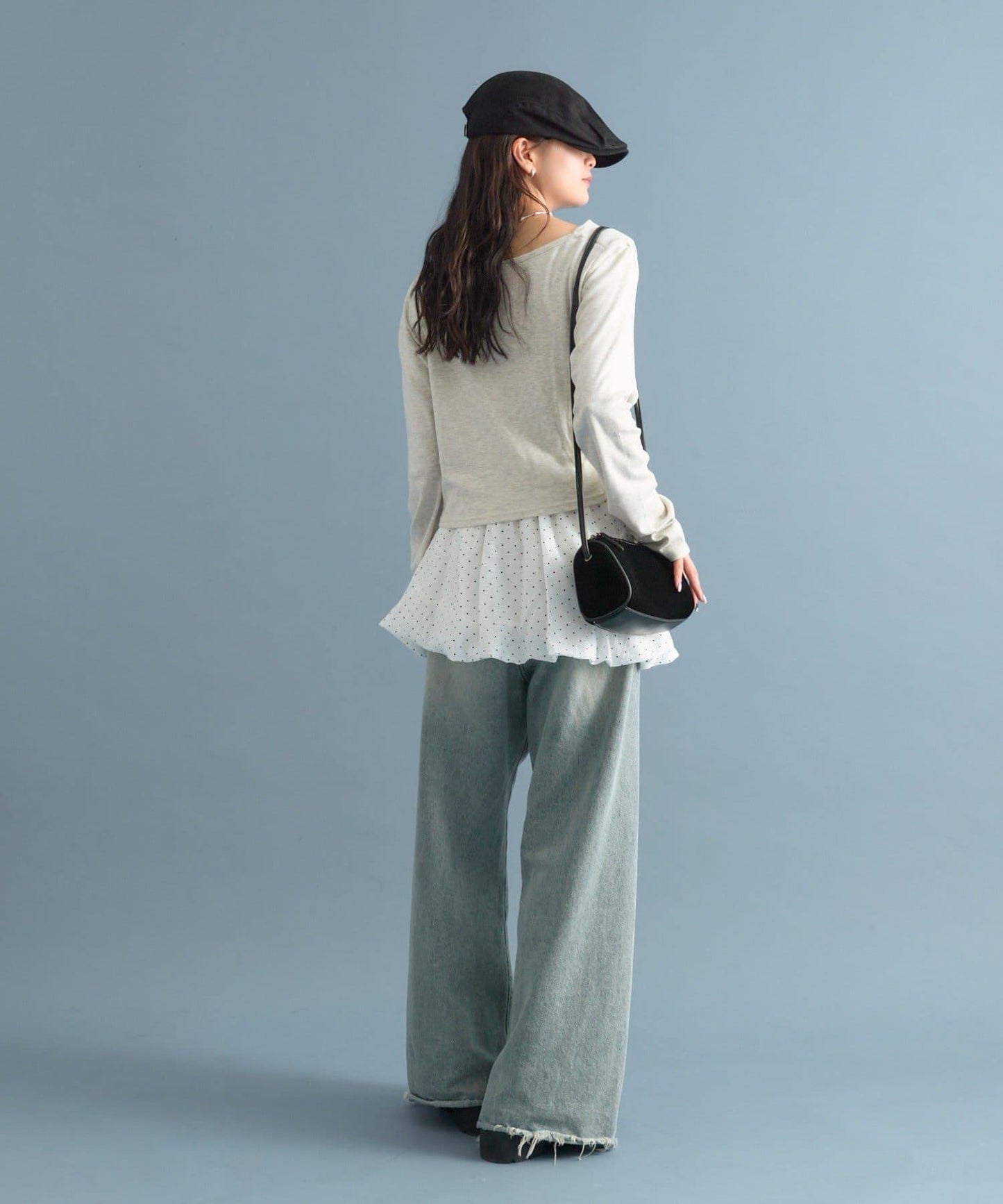 【人氣系列/新色白色・灰色2】一字肩長袖T恤※僅限電商渠道專屬顏色