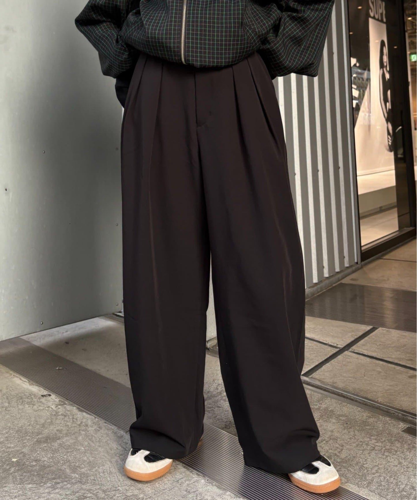 【UNISEX】NEW褶皺寬鬆闊腿褲