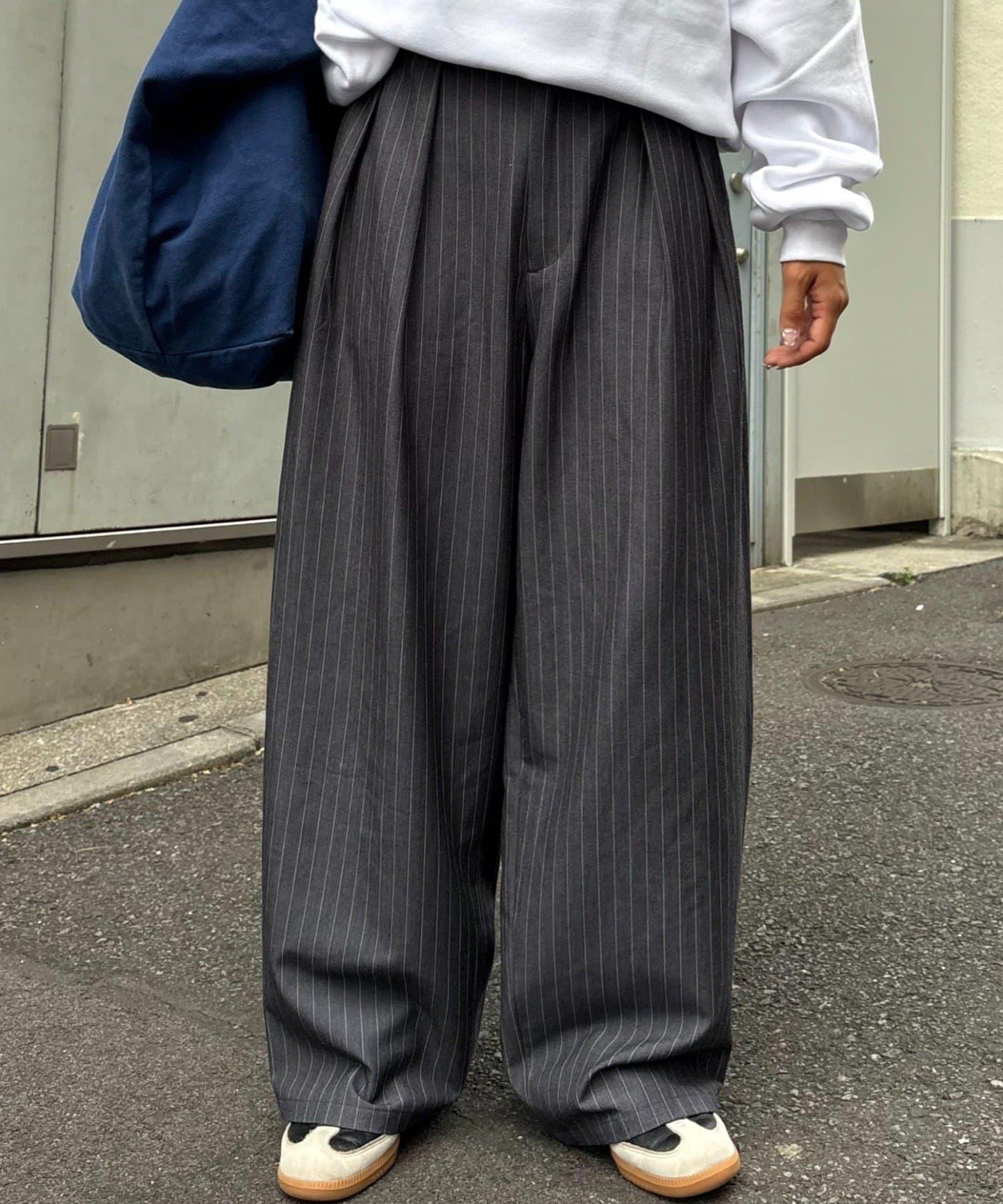 【UNISEX】NEW褶皺寬鬆闊腿褲