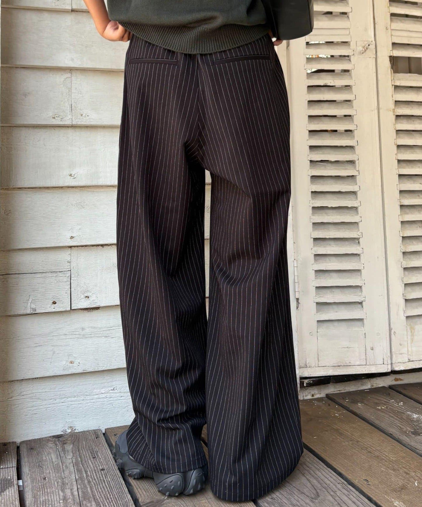 【UNISEX】NEW褶皺寬鬆闊腿褲