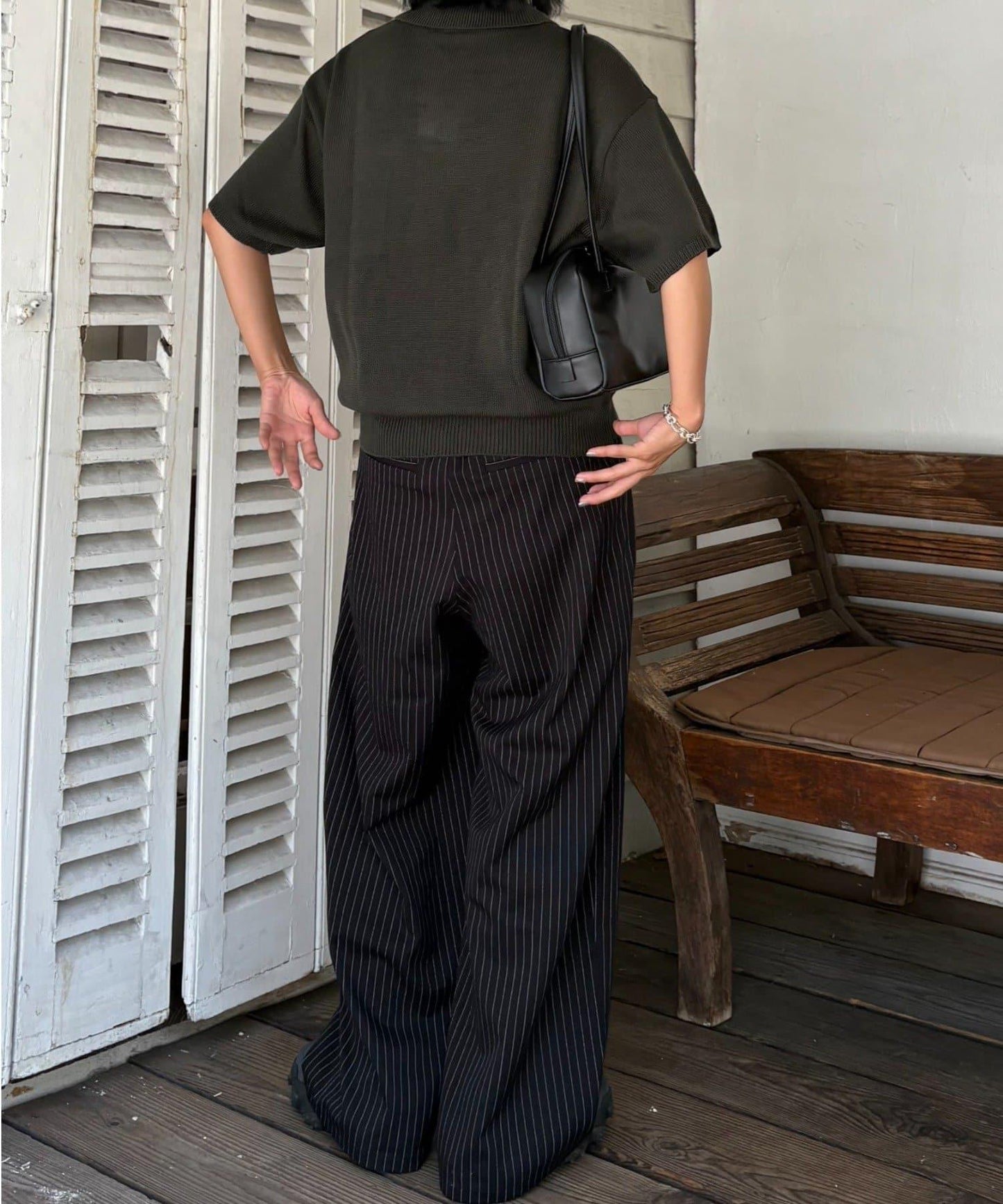 【UNISEX】NEW褶皺寬鬆闊腿褲