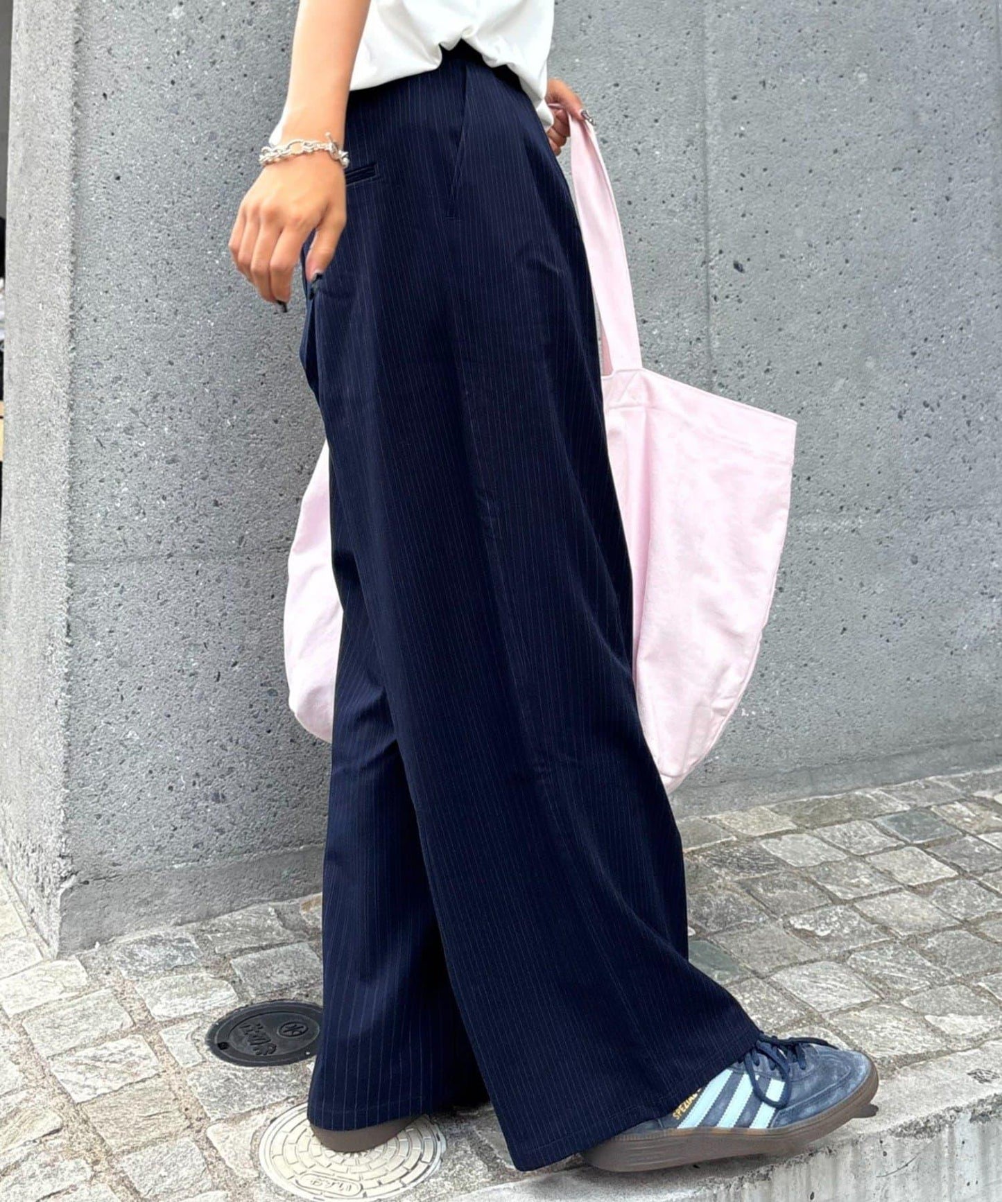 【UNISEX】NEW褶皺寬鬆闊腿褲