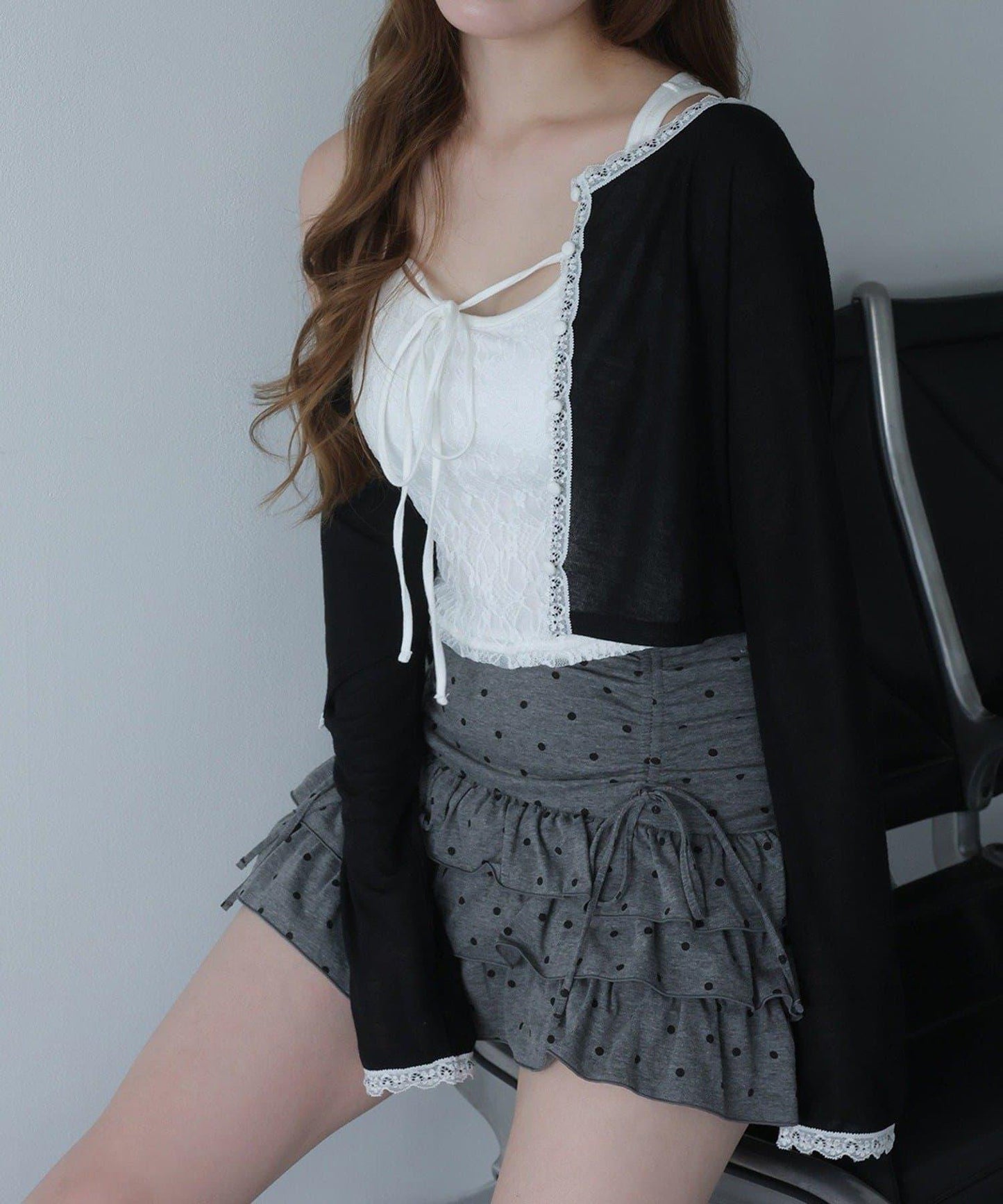 蕾絲拼接針織開衫