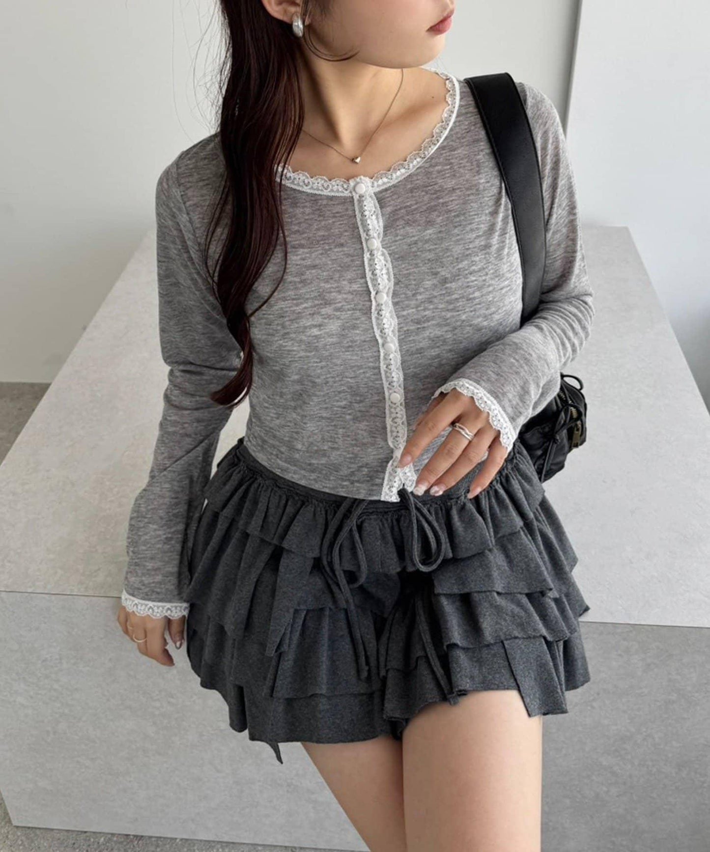 蕾絲拼接針織開衫