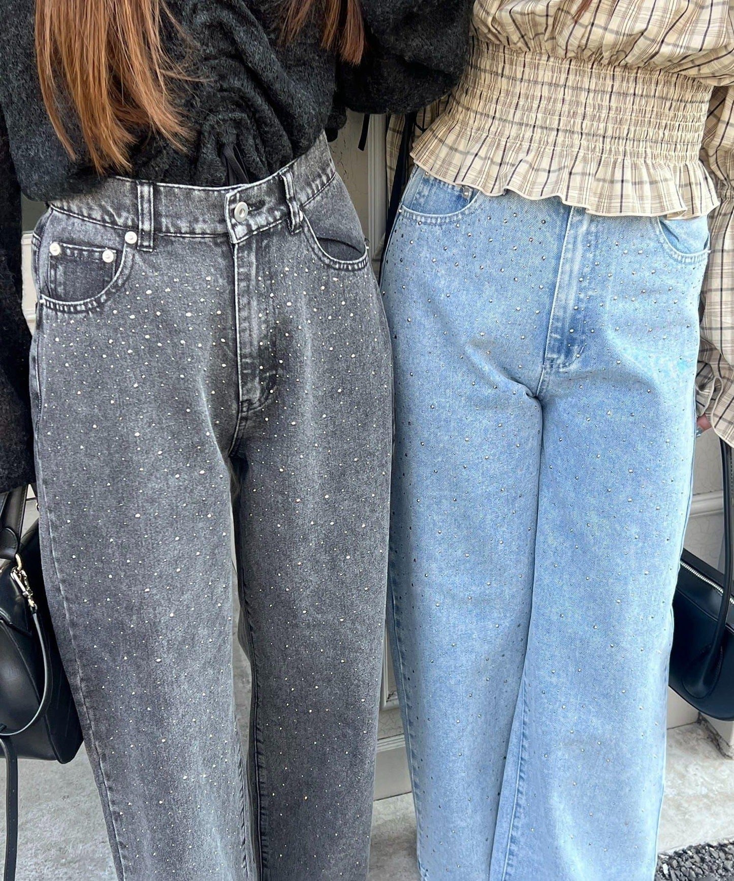 美麗剪裁鑲鑽牛仔褲