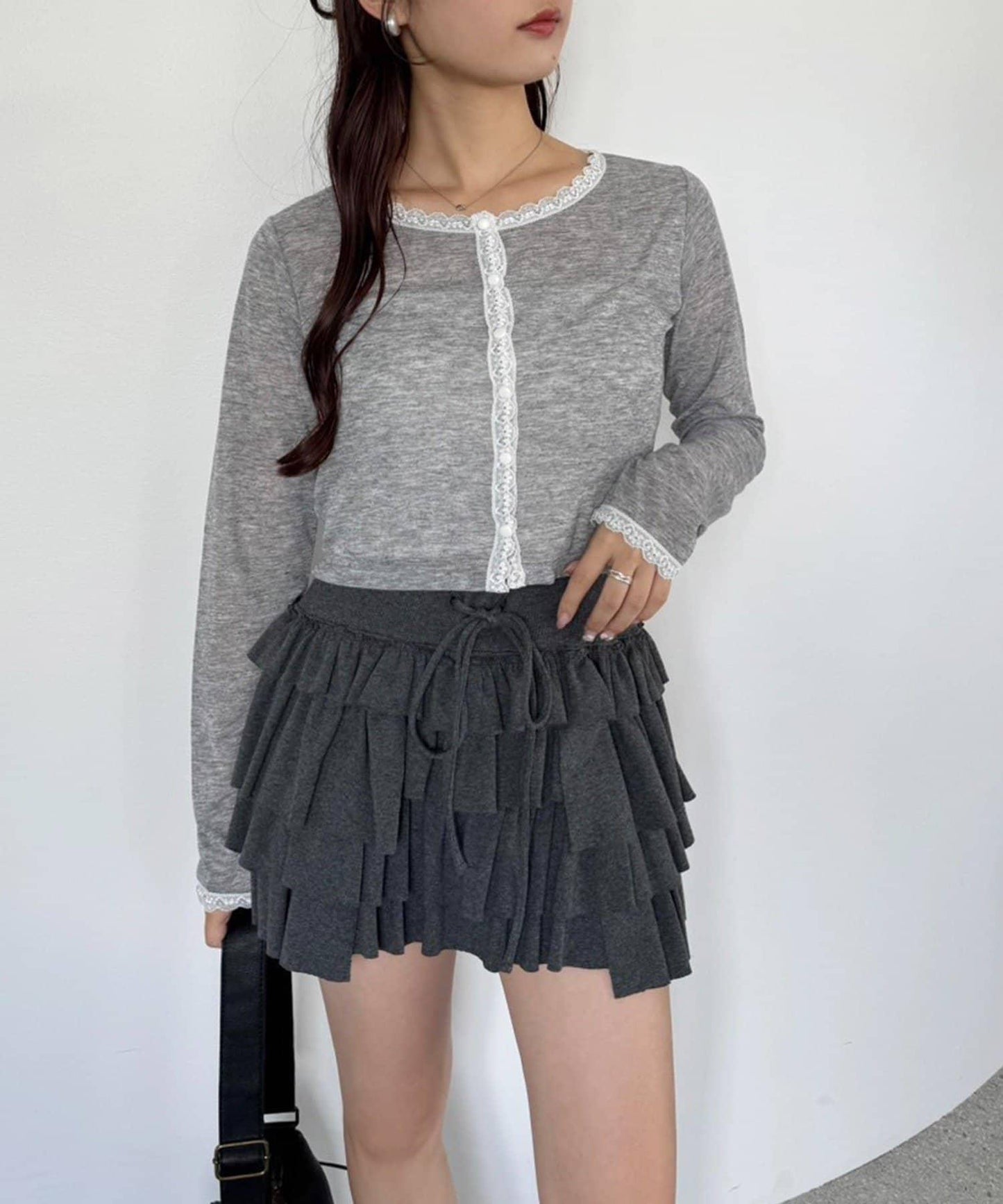 蕾絲拼接針織開衫