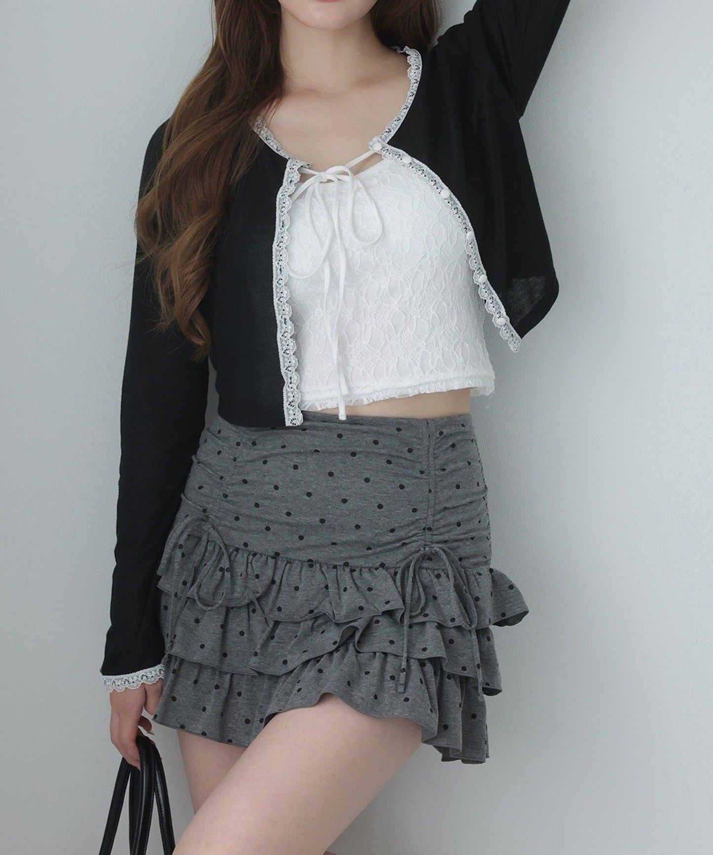 蕾絲拼接針織開衫