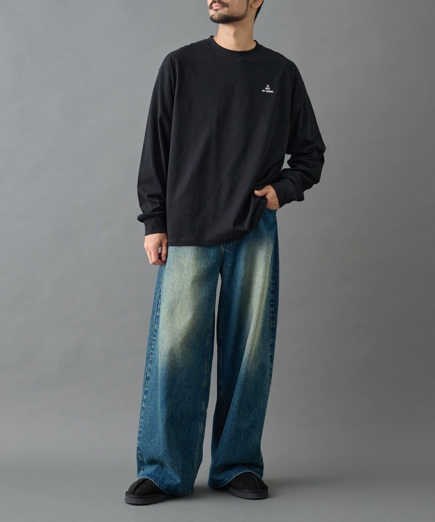 【AW】桃皮絨刺繡長袖T恤