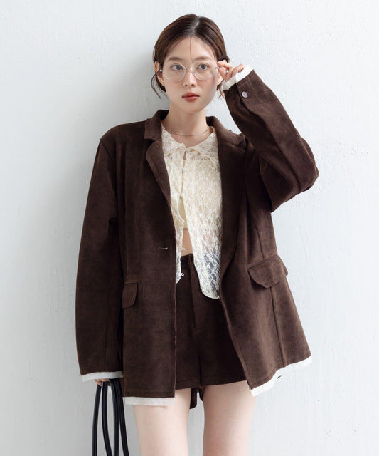 燈芯絨寬鬆夾克