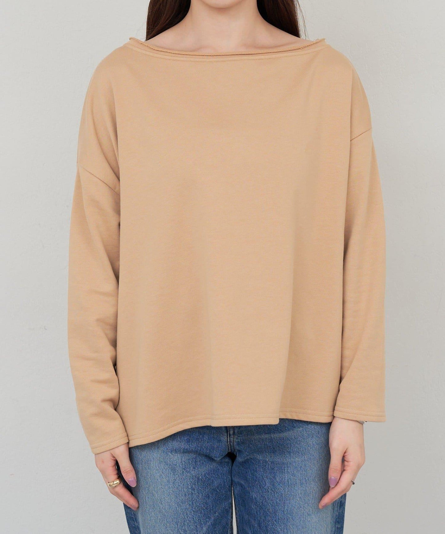 側開叉一字肩衛衣