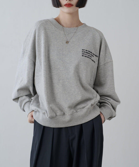 【MAY企畫/中性款】簡約標誌刺繡圓領衛衣