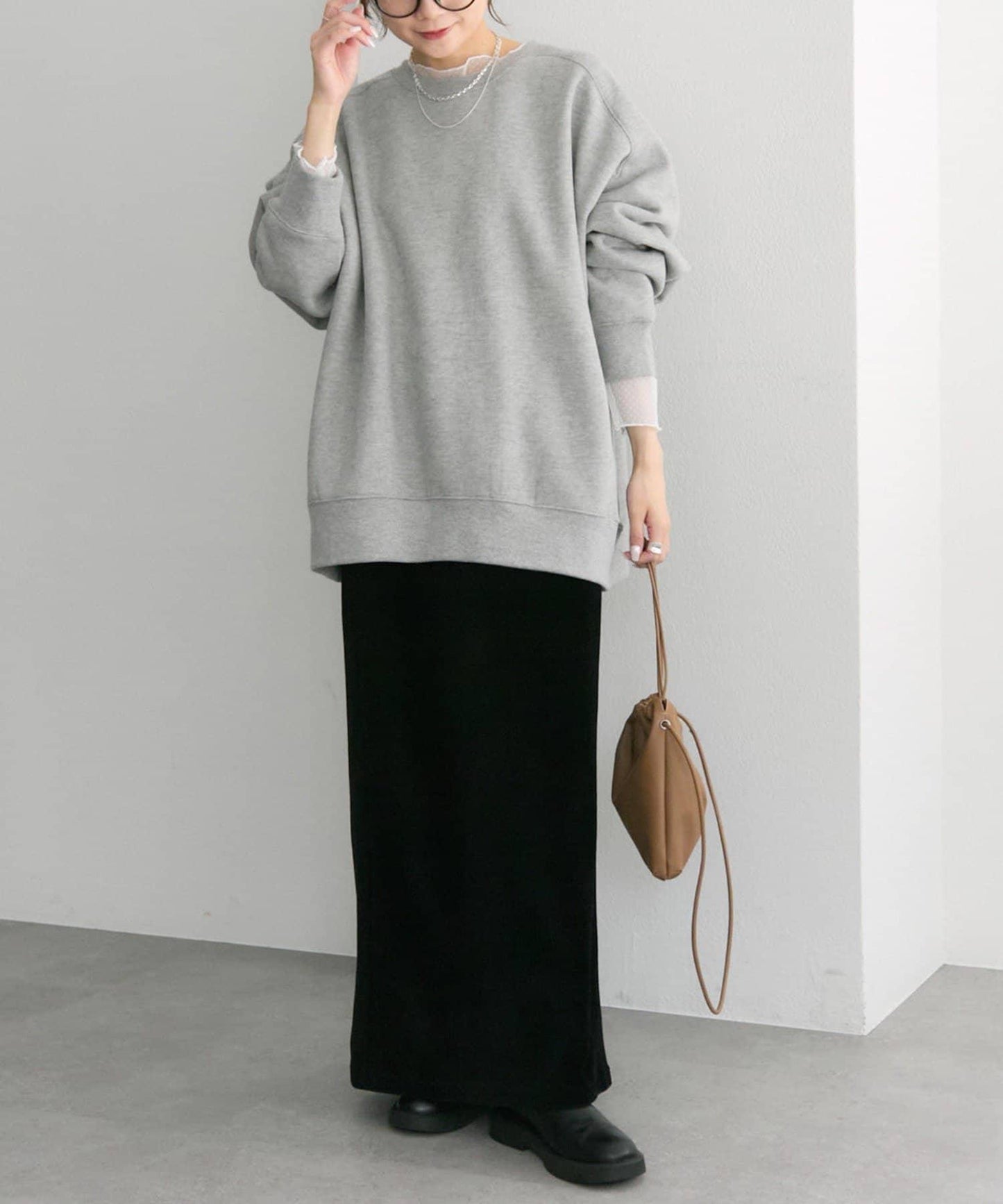 【復刻】波點網紗拼接疊穿長袖T恤