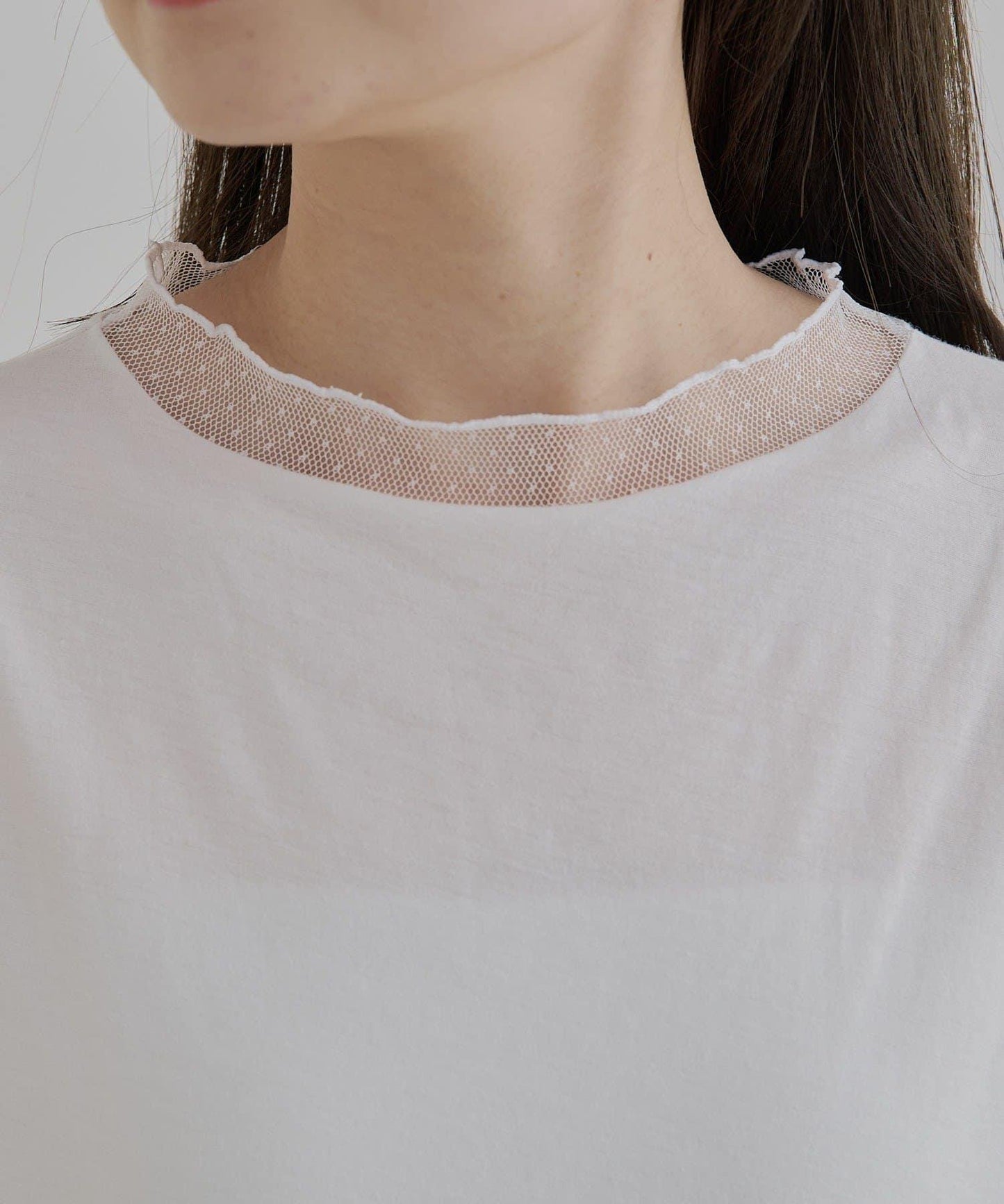 【復刻】波點網紗拼接疊穿長袖T恤