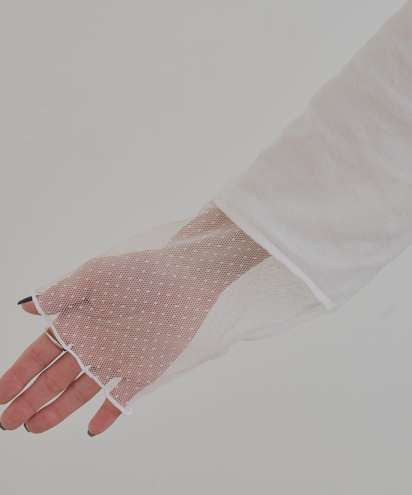 【復刻】波點網紗拼接疊穿長袖T恤