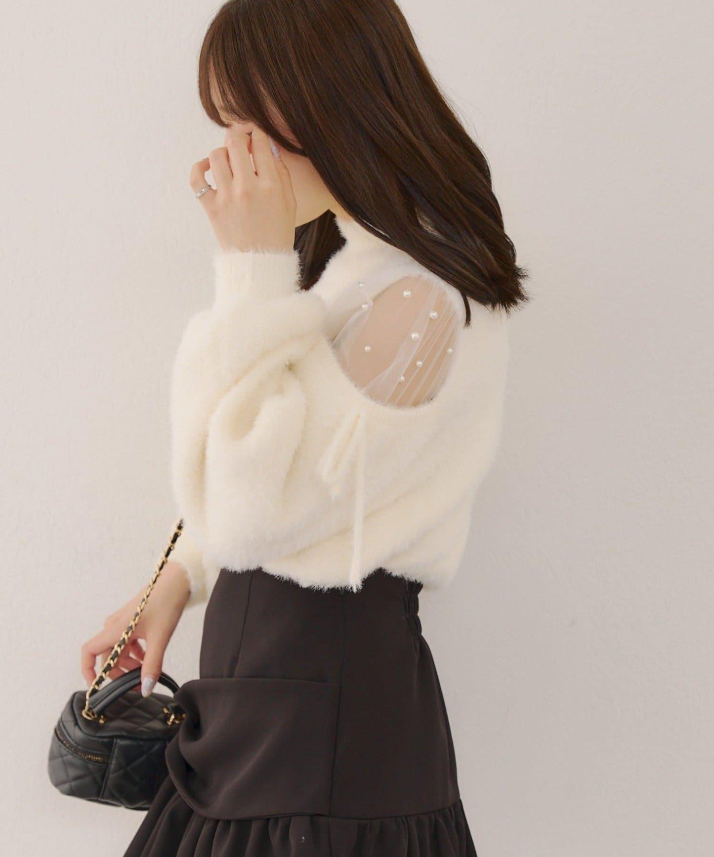 約會或應援活動首選【RMAF】顯身材露膚珍珠針織衫