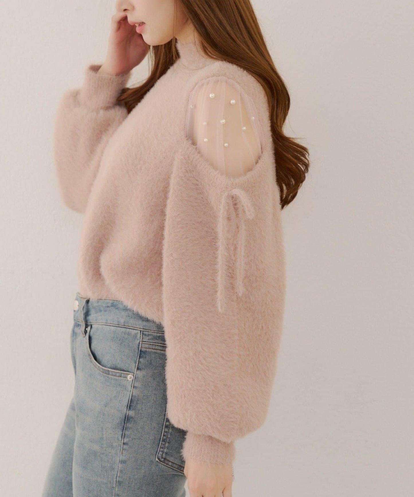 約會或應援活動首選【RMAF】顯身材露膚珍珠針織衫